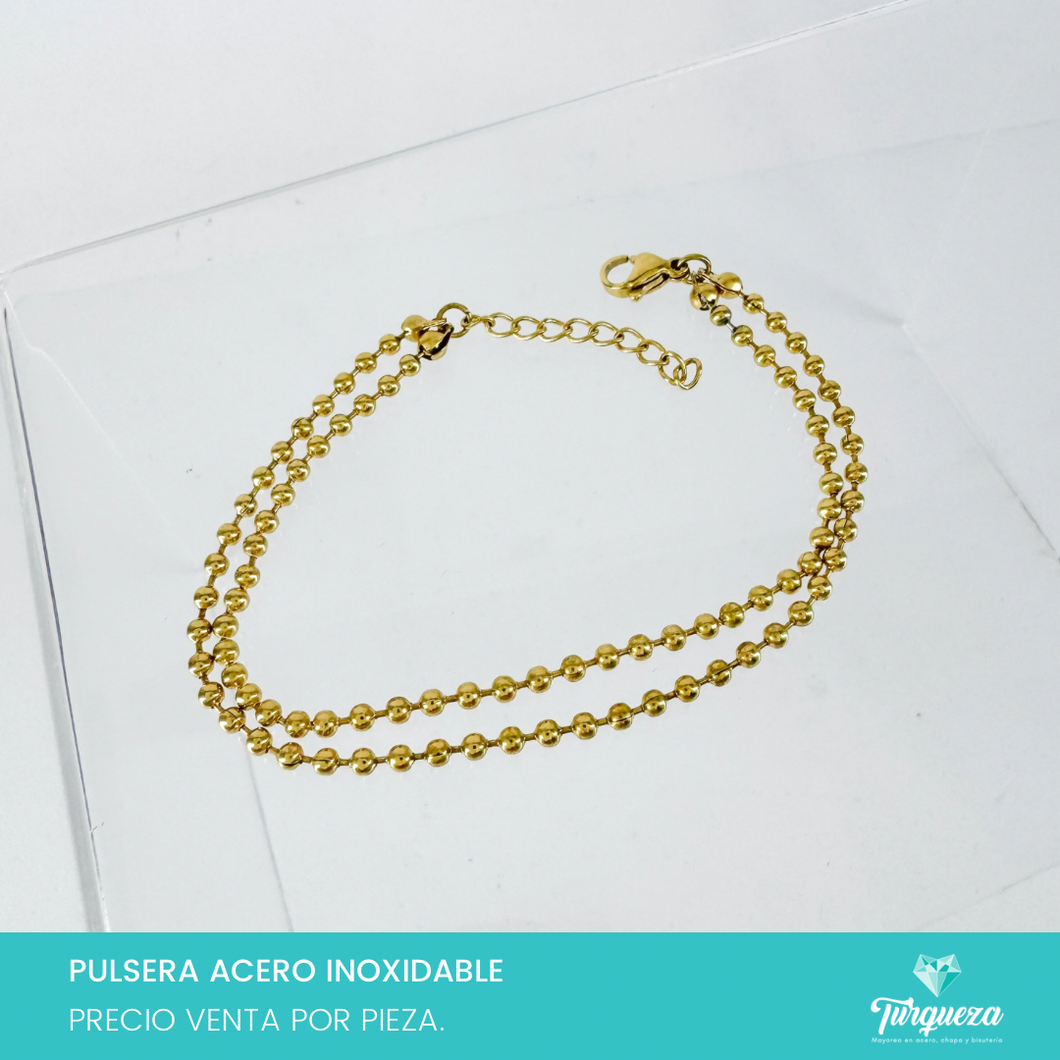 Pulsera Balines Dorado Acero Inoxidable