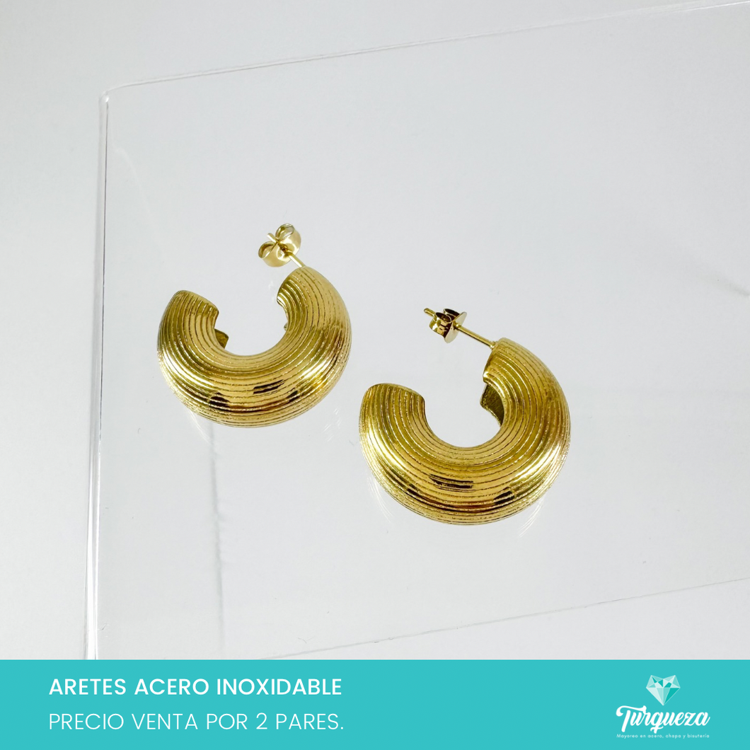 Arete Chunky Armadillo Dorado 3cm Acero Inoxidable