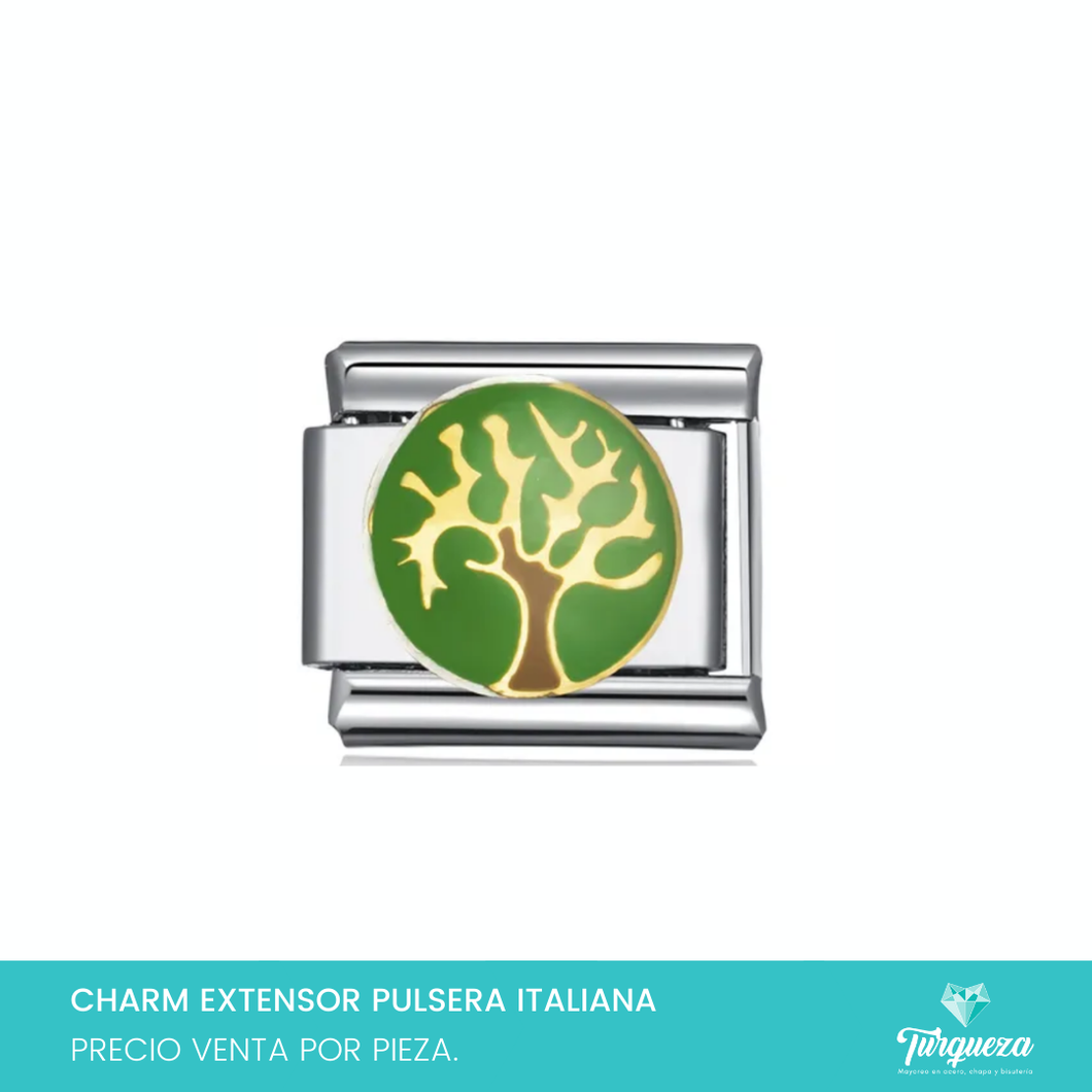 Dije Charm Arbol para Pulsera Tipo Italiana Plateado Acero Inoxidable