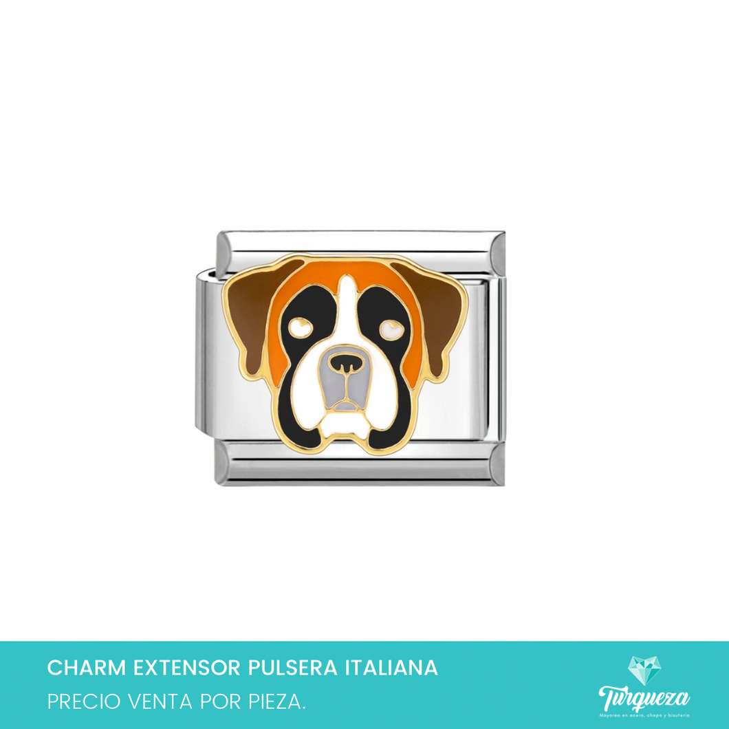 Dije Charm Perro Boxer para Pulsera Tipo Italiana Acero Inoxidable