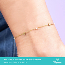 Cargar imagen en el visor de la galería, Pulsera Tobillera Estrellas Dorado Acero Inoxidable
