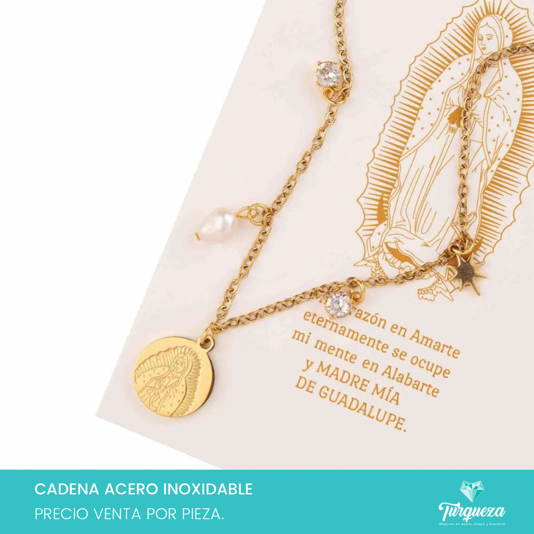Collar Virgen Dorado Acero Inoxidable