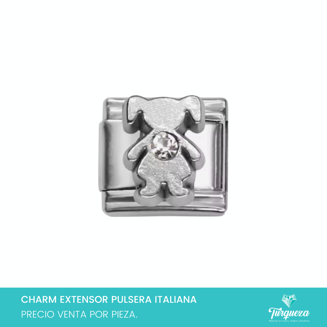 Dije Charm Niña para Pulsera Tipo Italiana Plateado Acero Inoxidable
