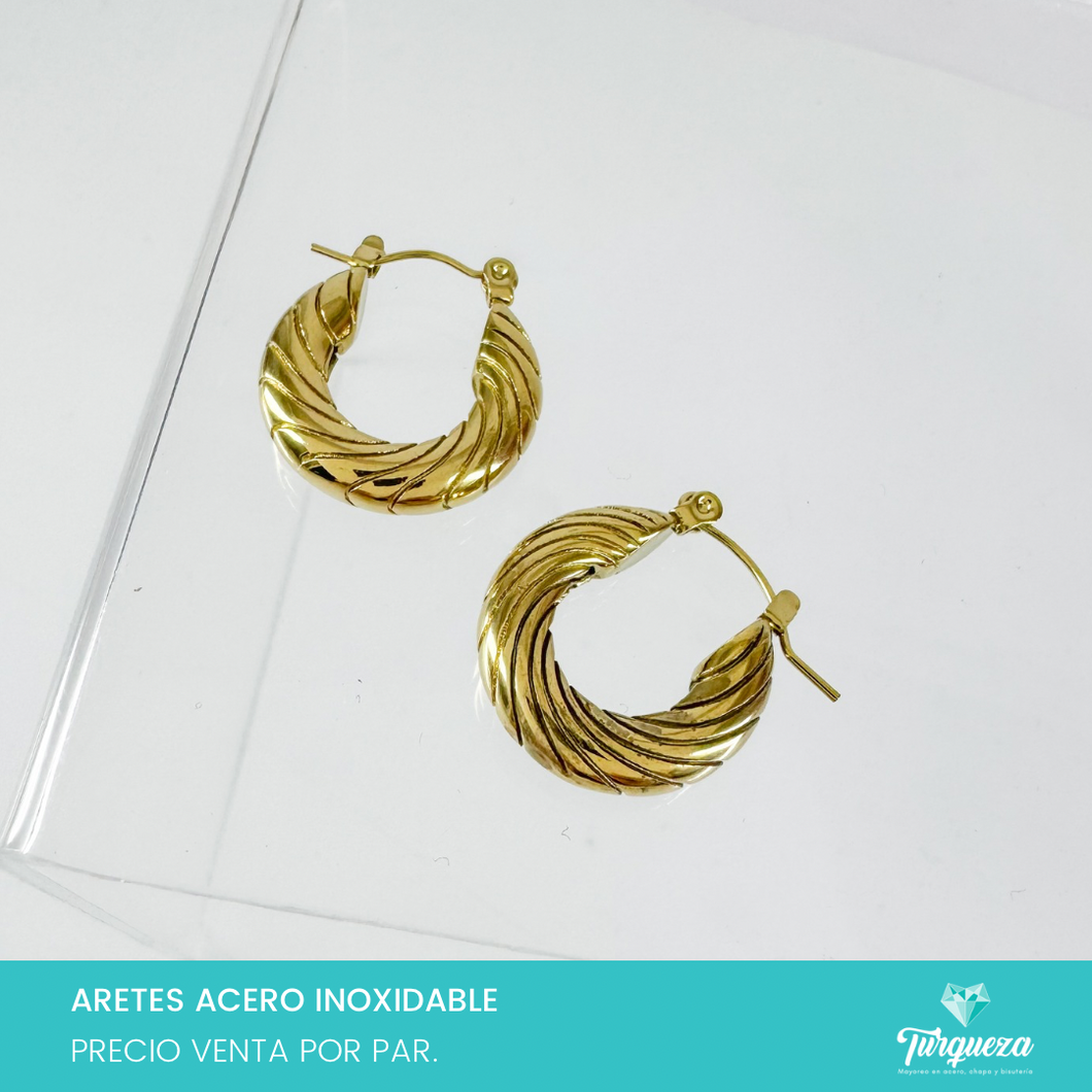 Arete Arracada Dorado 2.5cm Acero Inoxidable