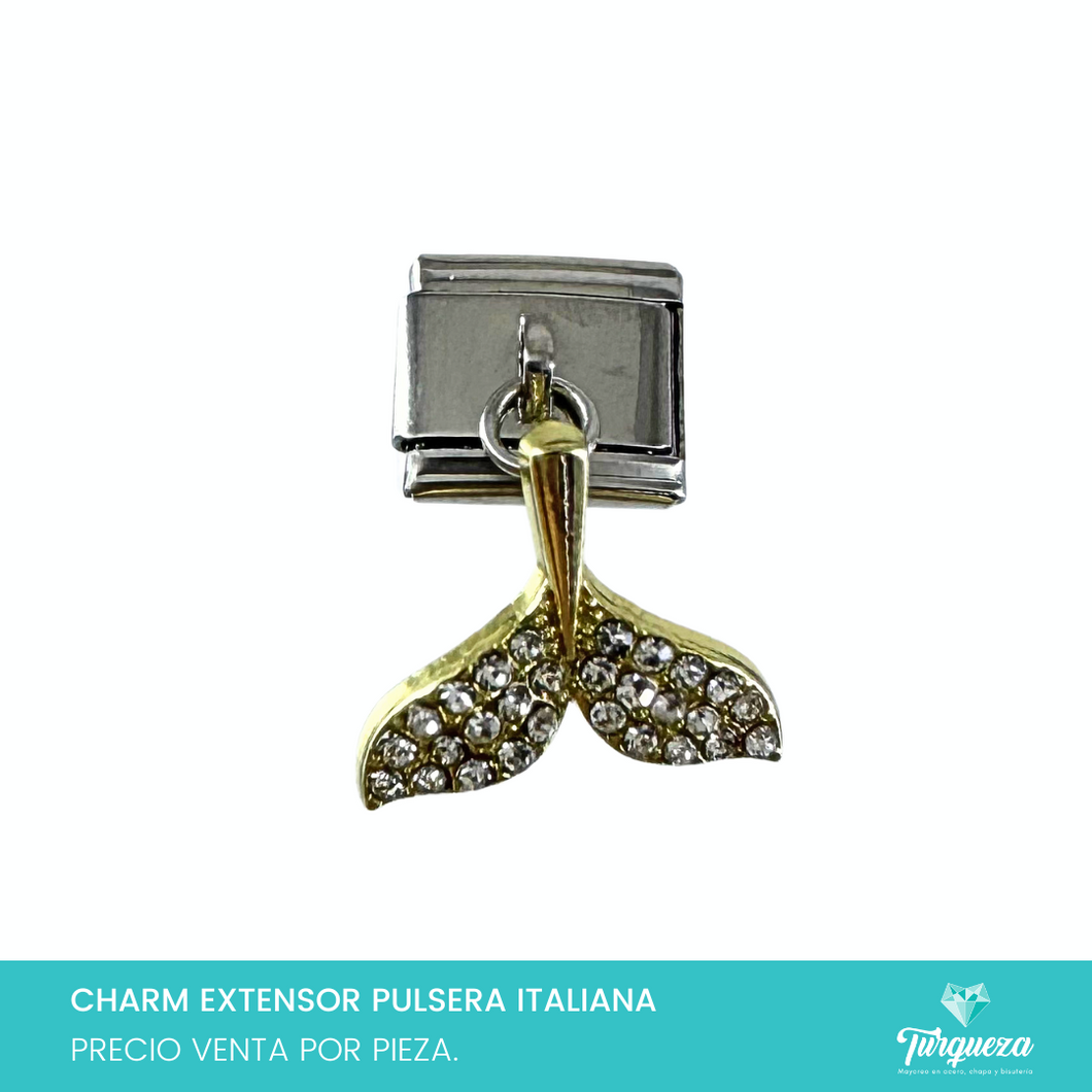 Dije Charm Cola Ballena Colgante para Pulsera Tipo Italiana Acero Inoxidable