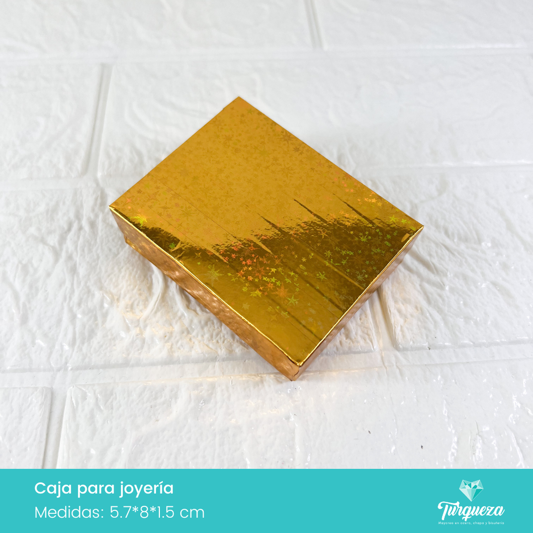 Caja de Joyería Dorado Tornasol Estrellas (5.7*8*1.5cm)