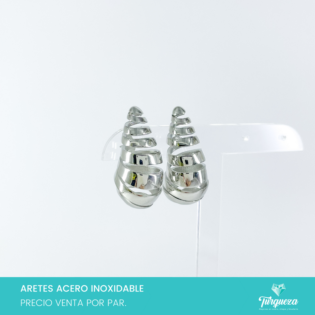 Aretes Dupes Gota Curly 3.5cm Plateado Acero