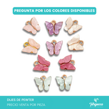 Load image into Gallery viewer, Dije Mariposa Aperlada Colores Pastel Dorado (1.3x1.3cm) Pewter
