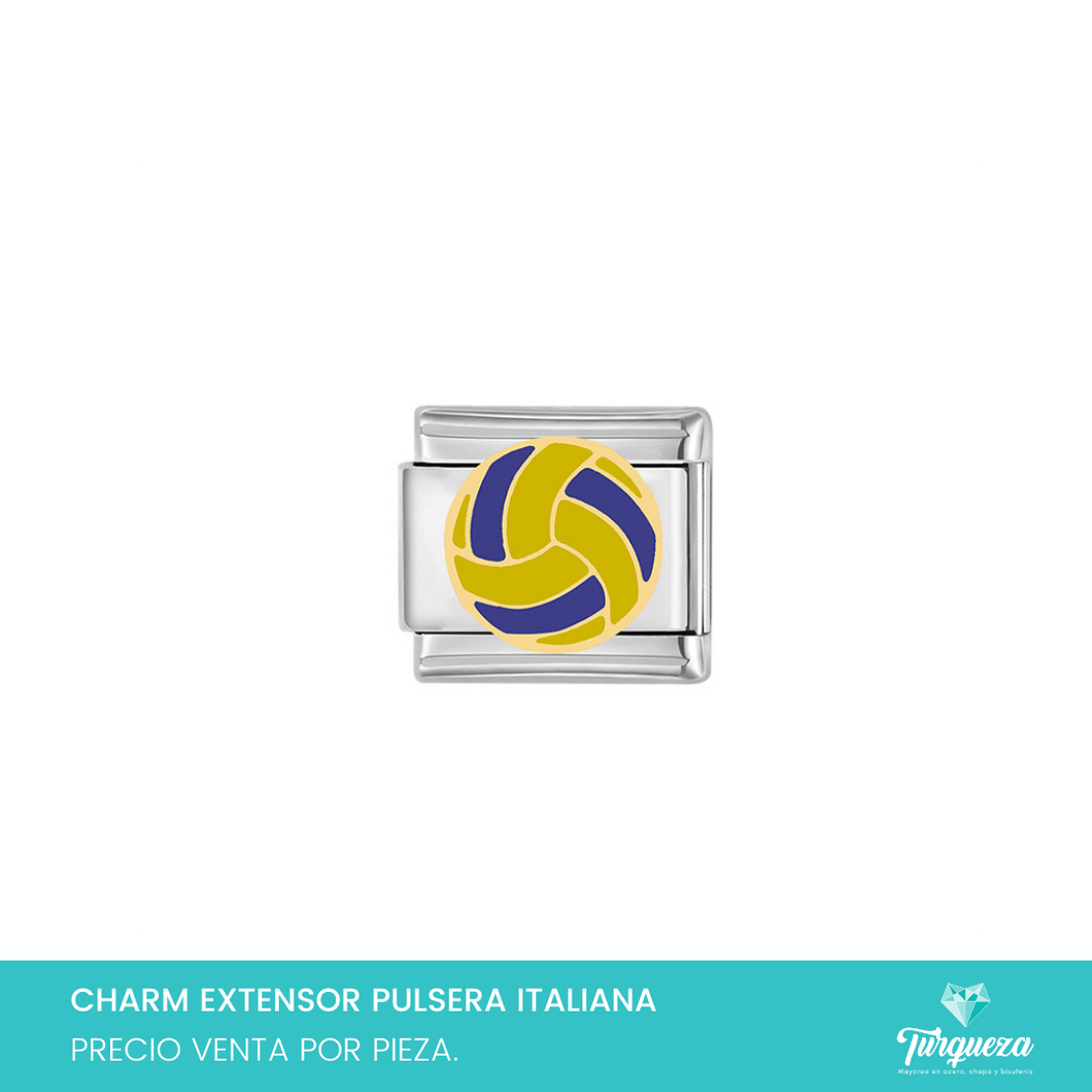 Dije Charm Balon voleibol para Pulsera Tipo Italiana Plateado Acero Inoxidable