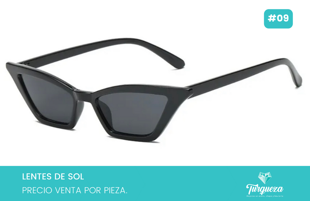 Lentes de Sol Cat Eye Cuadrado Negro #09