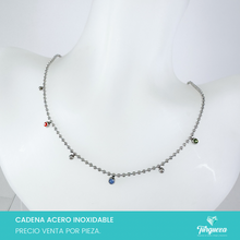 Cargar imagen en el visor de la galería, Collar Zirconias Colores Plateado Acero Inoxidable
