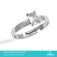 Cargar imagen en el visor de la galería, Anillo Zirconia Rectangular Ajustable Dorado Acero Inoxidable

