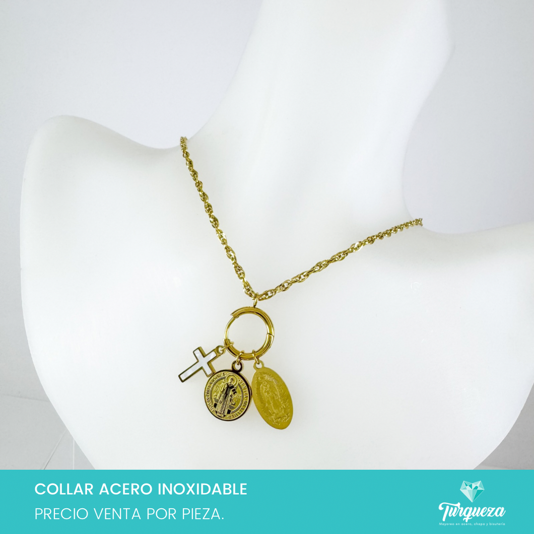 Collar Dijes Religiosos Acero Inoxidable