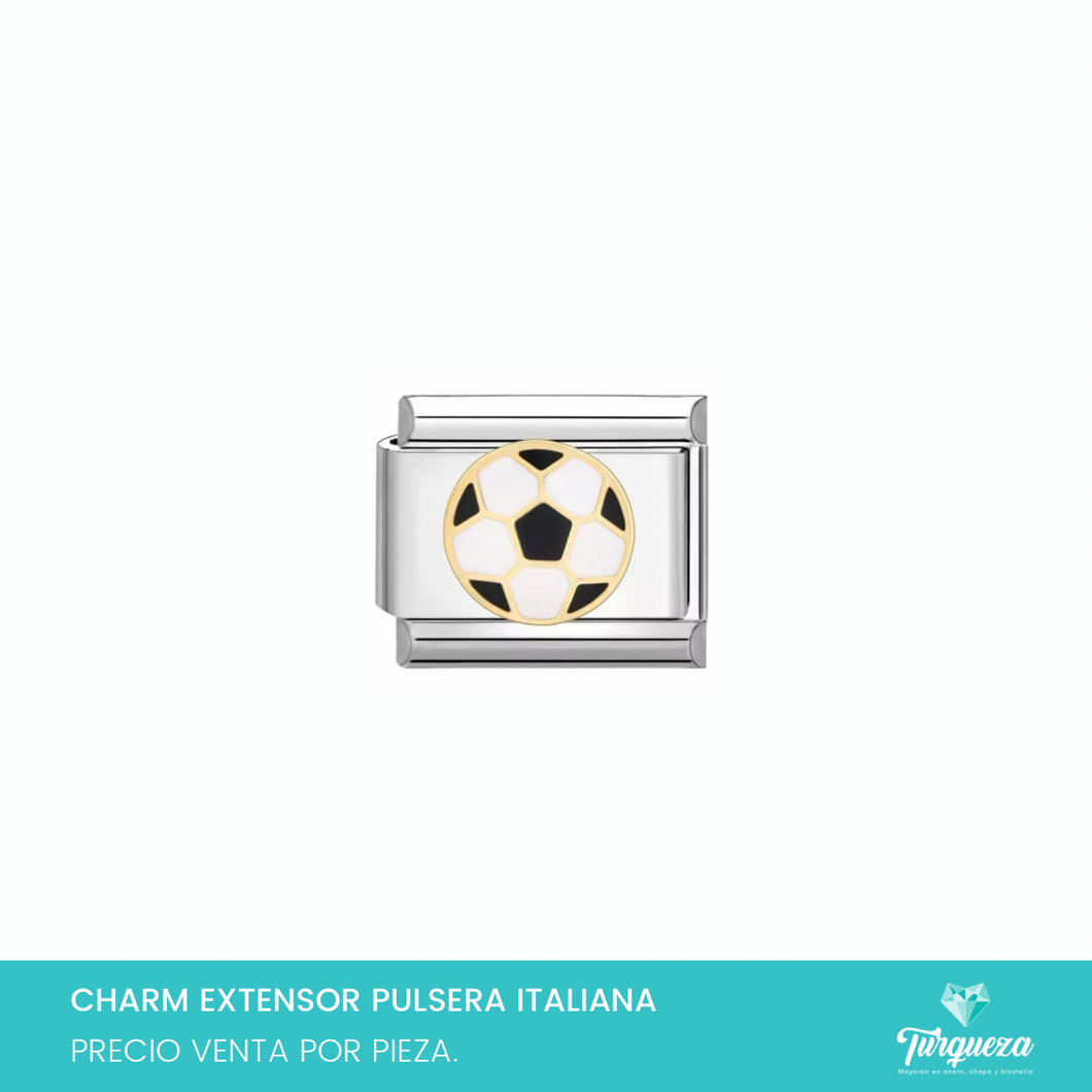 Dije Charm balon Futbol para Pulsera Tipo Italiana Plateado Acero Inoxidable