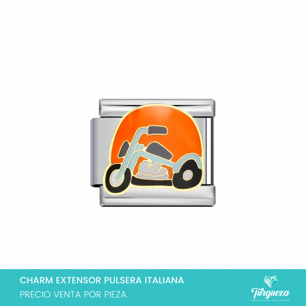 Dije Charm Moto para Pulsera Tipo Italiana Acero Inoxidable