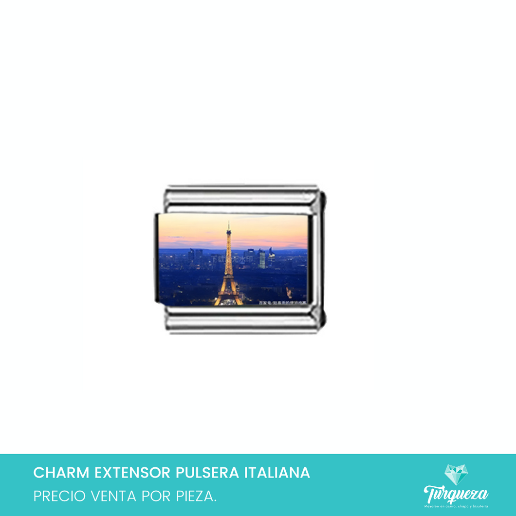 Dije Charm Paris para Pulsera Tipo Italiana Plateado Acero Inoxidable