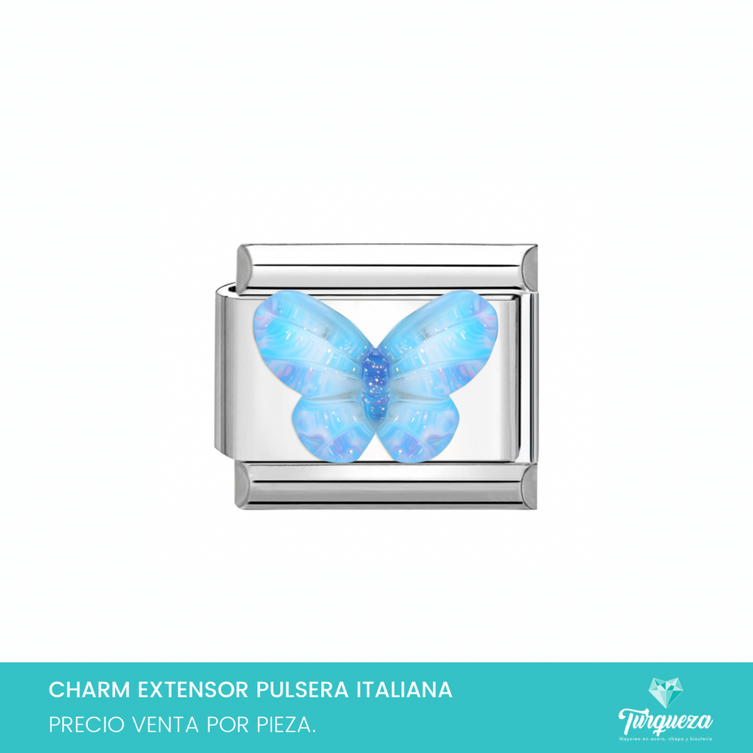 Dije Charm Mariposa para Pulsera Tipo Italiana Plateado Acero Inoxidable