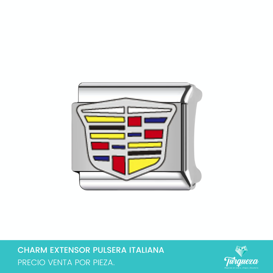 Dije Charm Logo Carro para Pulsera Tipo Italiana Plateado Acero Inoxidable