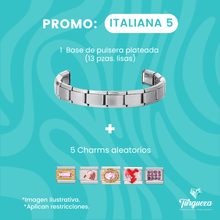Cargar imagen en el visor de la galería, Pulsera Italiana + 5 Charms Aleatorios Acero Inoxidable
