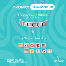Cargar imagen en el visor de la galería, Pulsera Italiana + 10 Charms Aleatorios Acero Inoxidable
