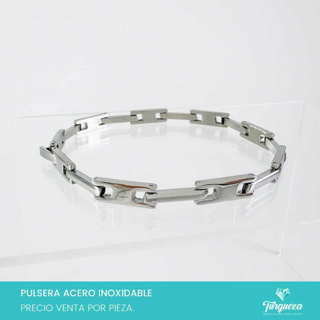 Pulsera Brazalete Element Plateado Acero Inoxidable