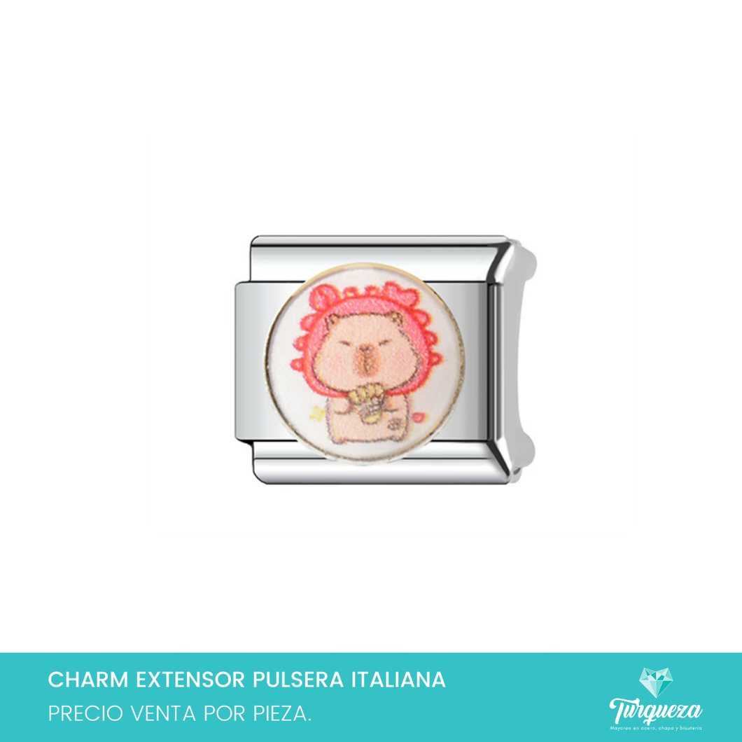 Dije Charm Capibara para Pulsera Tipo Italiana Plateado Acero Inoxidable