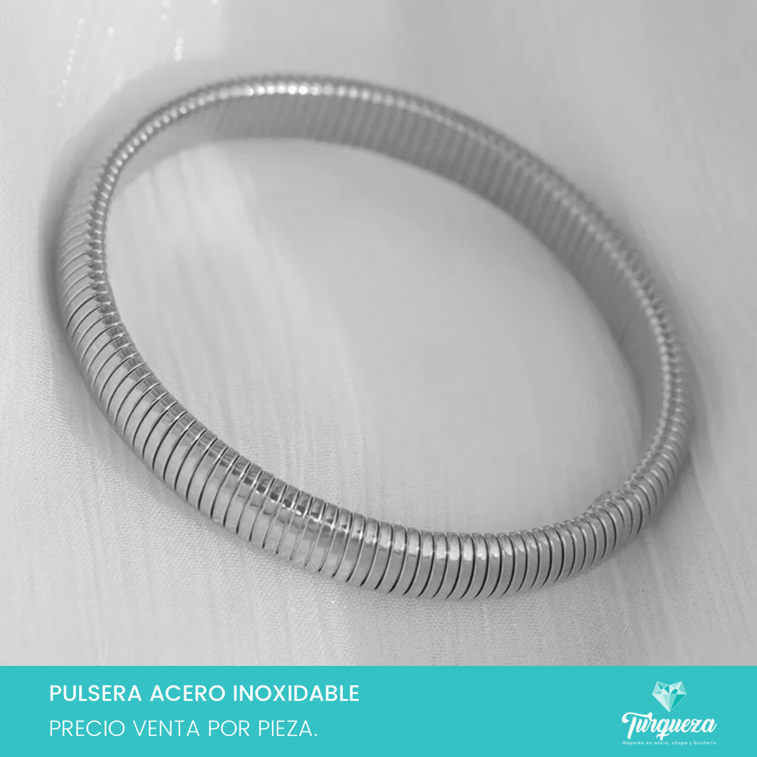 Pulsera Armadillo 10mm Plateada Acero Inoxidable