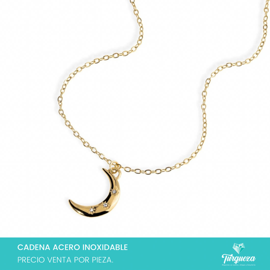 Collar Luna Dorado Acero Inoxidable