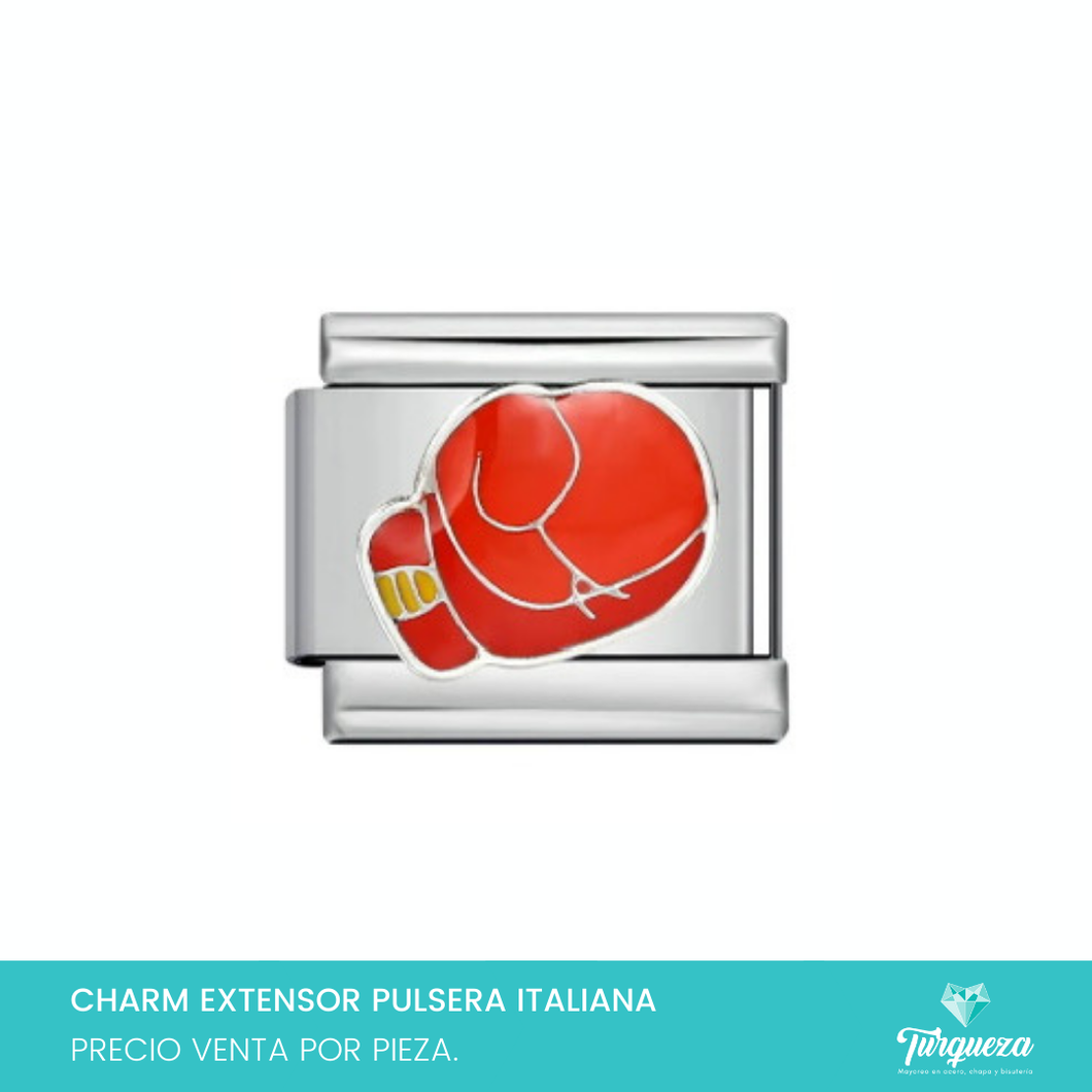 Dije Charm Guante Box para Pulsera Tipo Italiana Plateado Acero Inoxidable