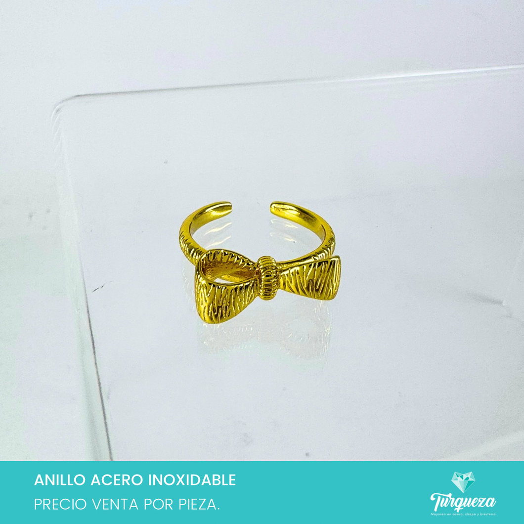 Anillo Moño Dorado Acero Inoxidable