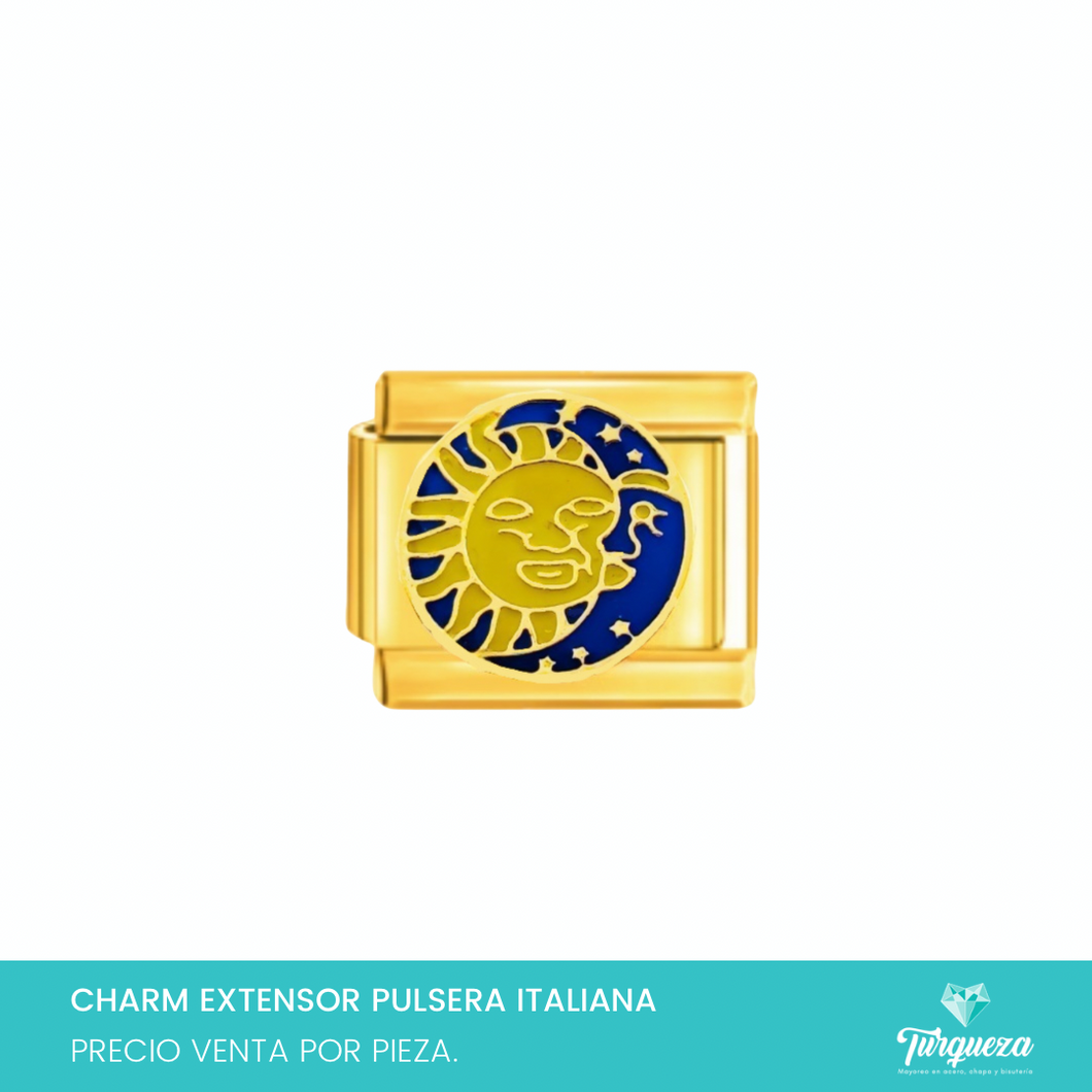 Dije Charm Sol y Luna para Pulsera Tipo Italiana Acero Inoxidable