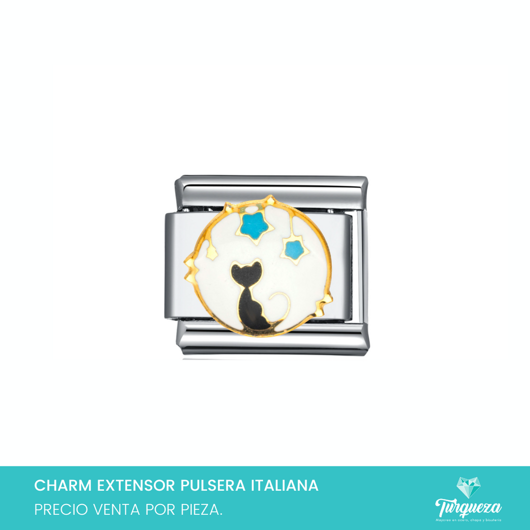 Dije Charm Gato para Pulsera Tipo Italiana Plateado Acero Inoxidable