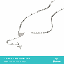 Cargar imagen en el visor de la galería, Collar Rosario Crucero Redondo Virgen de Guadalupe Acero Inoxidable
