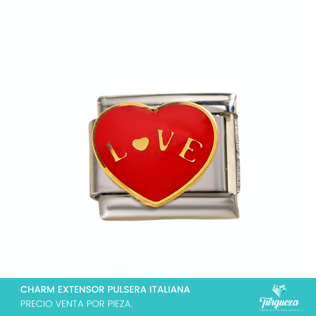 Dije Charm Love para Pulsera Tipo Italiana Acero Inoxidable