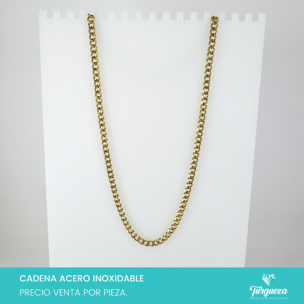 Cadena Cubana Dorado (50cm- 4mm) Acero Inoxidable