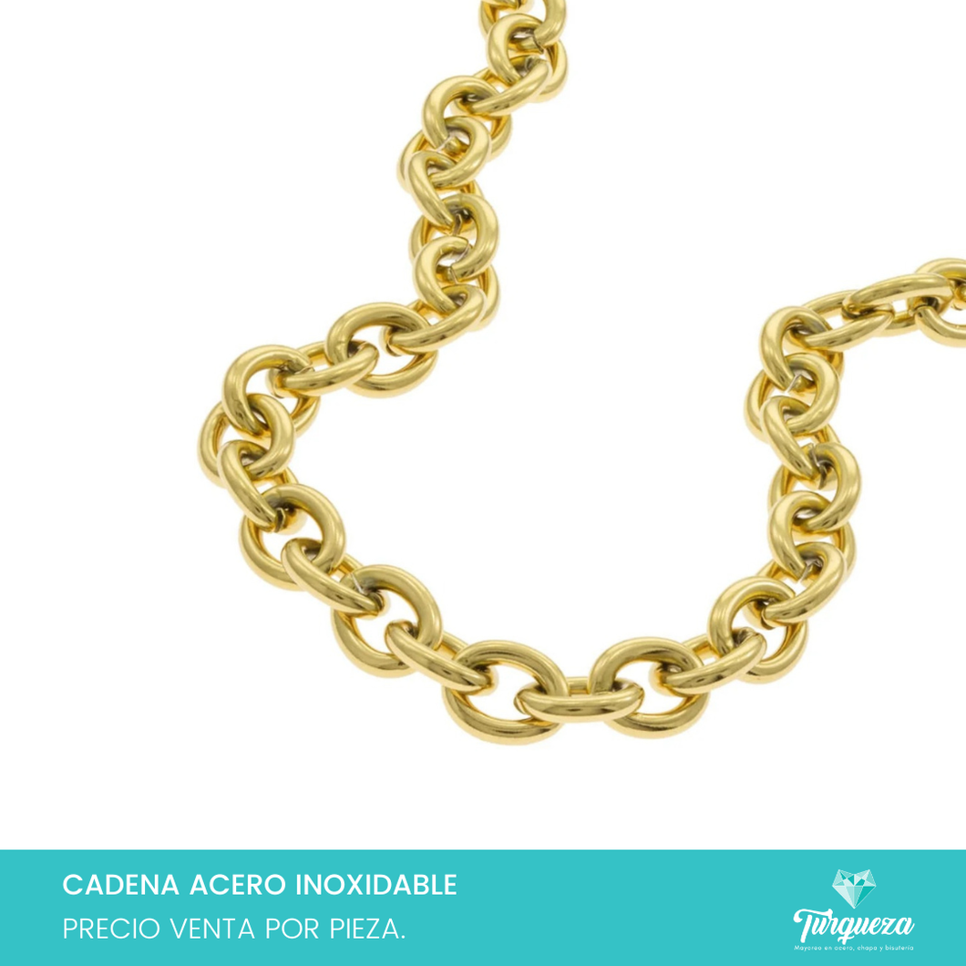 Cadena Argollas Chunky Dorado (43cm-11mm) Acero Inoxidable