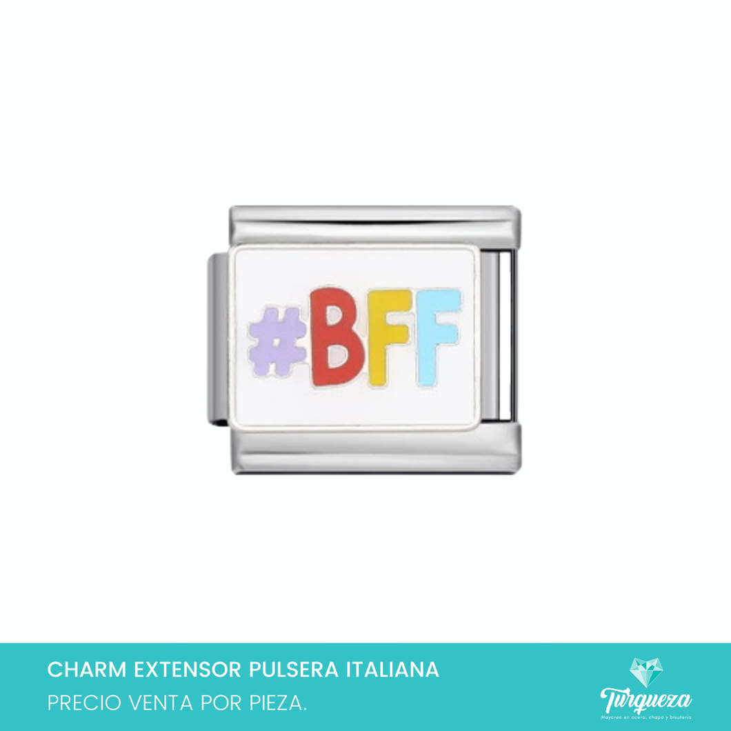 Dije Charm BFF para Pulsera Tipo Italiana Plateado Acero Inoxidable