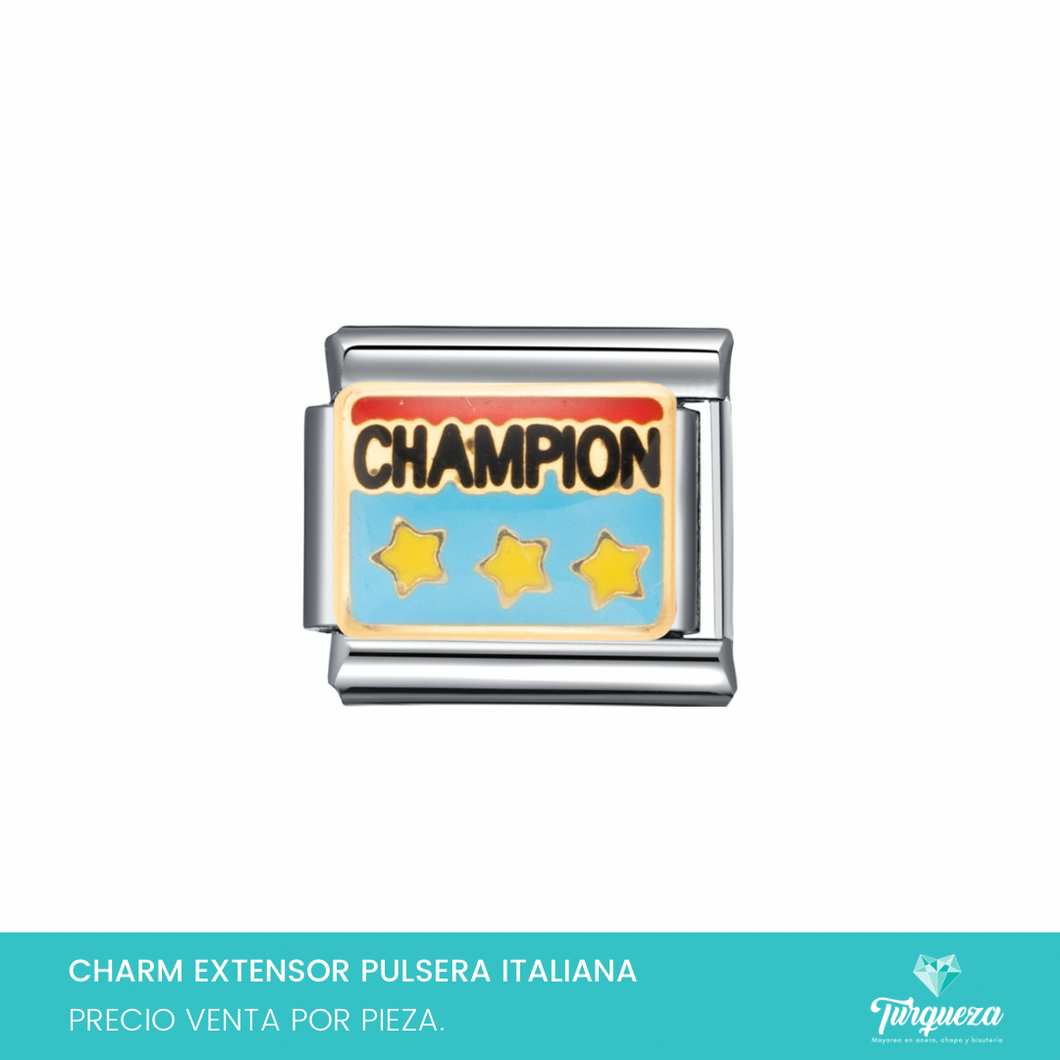 Dije Charm Champion para Pulsera Tipo Italiana Acero Inoxidable
