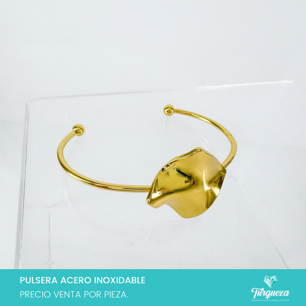 Brazalete Placa Irregular Ajustable Acero Inoxidable