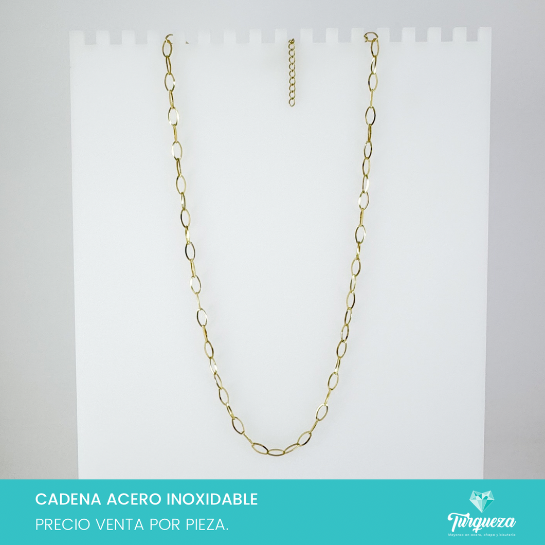 Cadena Oval Dorado Acero Inoxidable