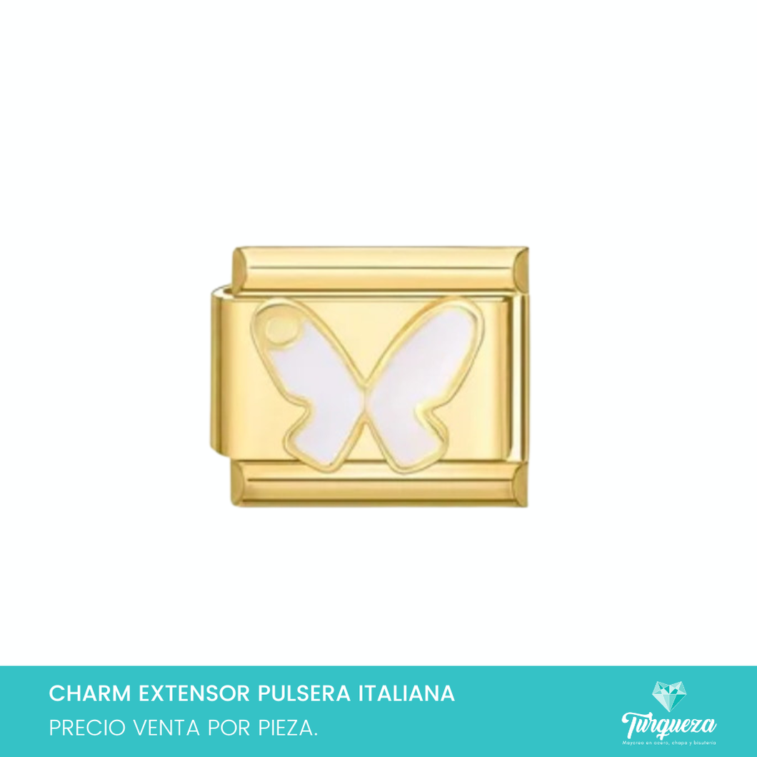 Dije Charm Mariposa para Pulsera Tipo Italiana Dorado Acero Inoxidable