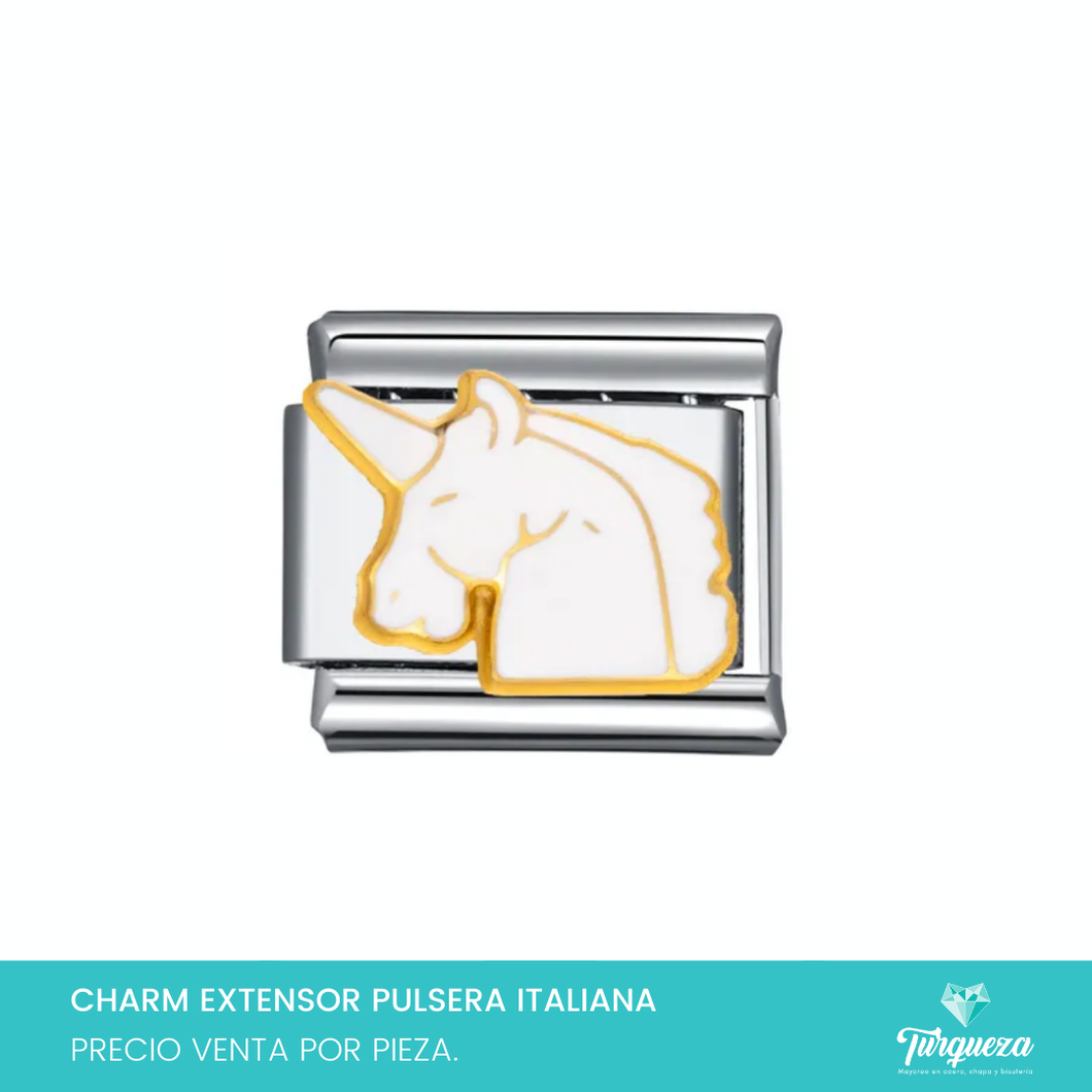Dije Charm Unicornio para Pulsera Tipo Italiana Plateado Acero Inoxidable