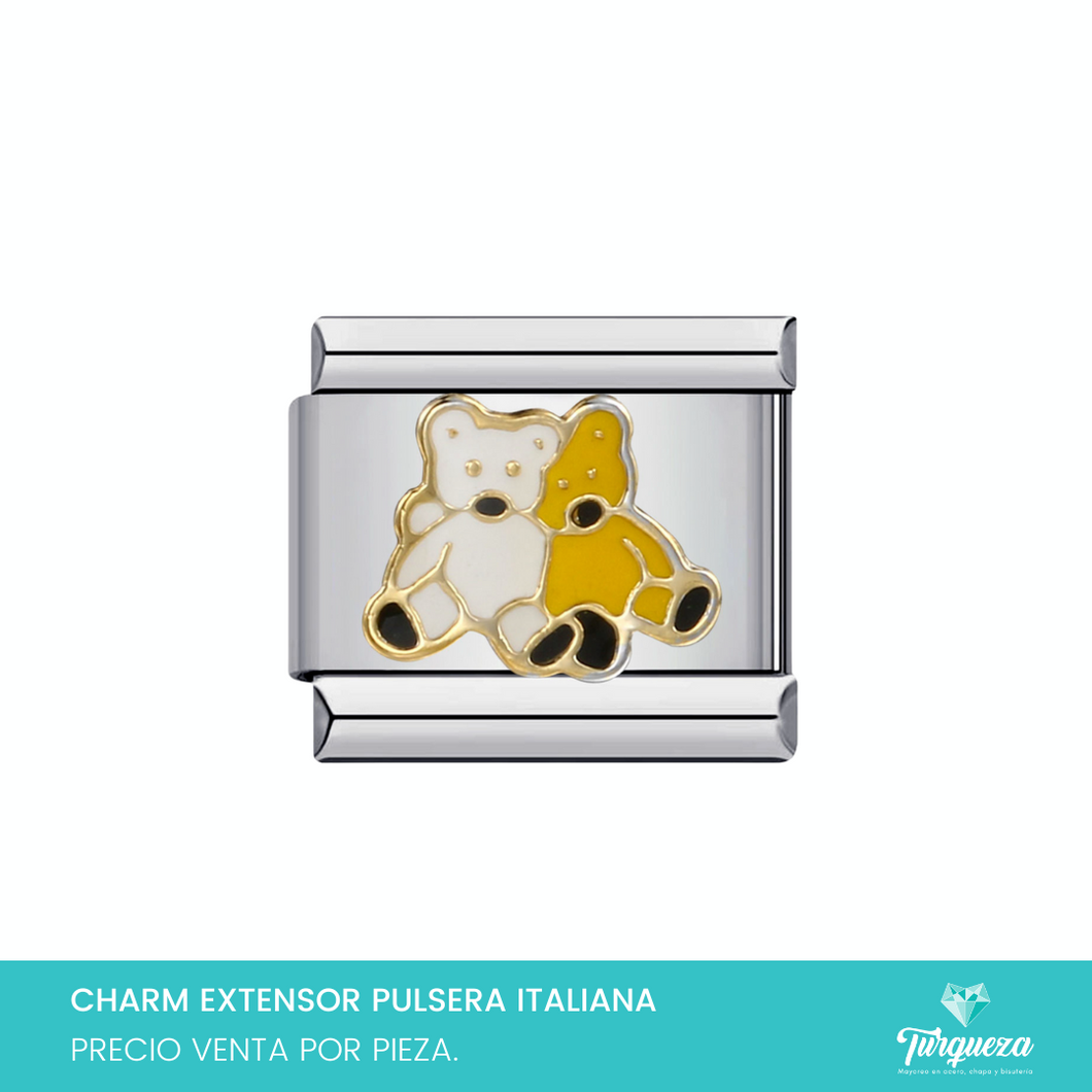 Dije Charm Ositos para Pulsera Tipo Italiana Plateado Acero Inoxidable