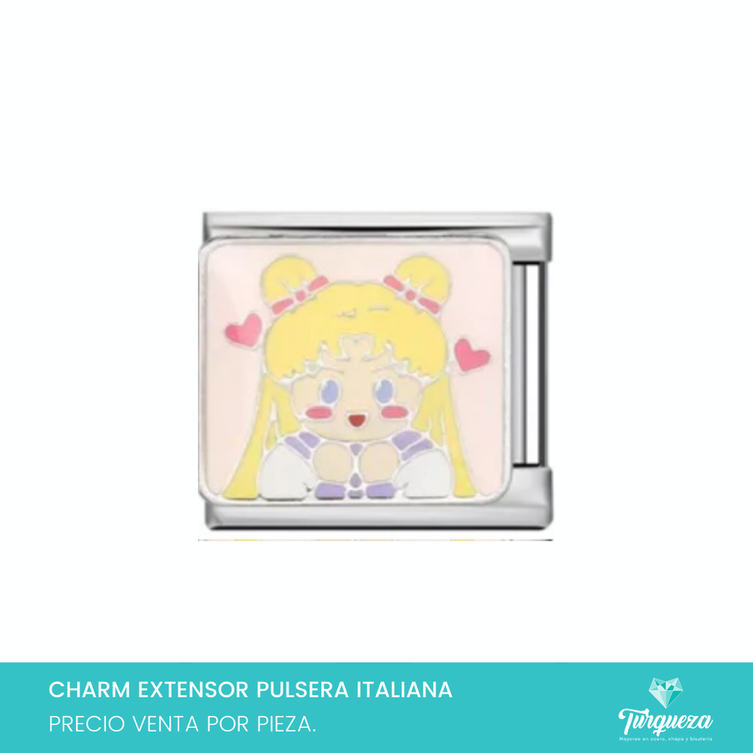 Dije Charm S Moon para Pulsera Tipo Italiana Plateado Acero Inoxidable