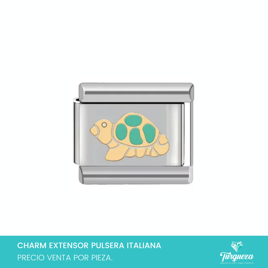 Dije Charm Tortuga para Pulsera Tipo Italiana Plateado Acero Inoxidable