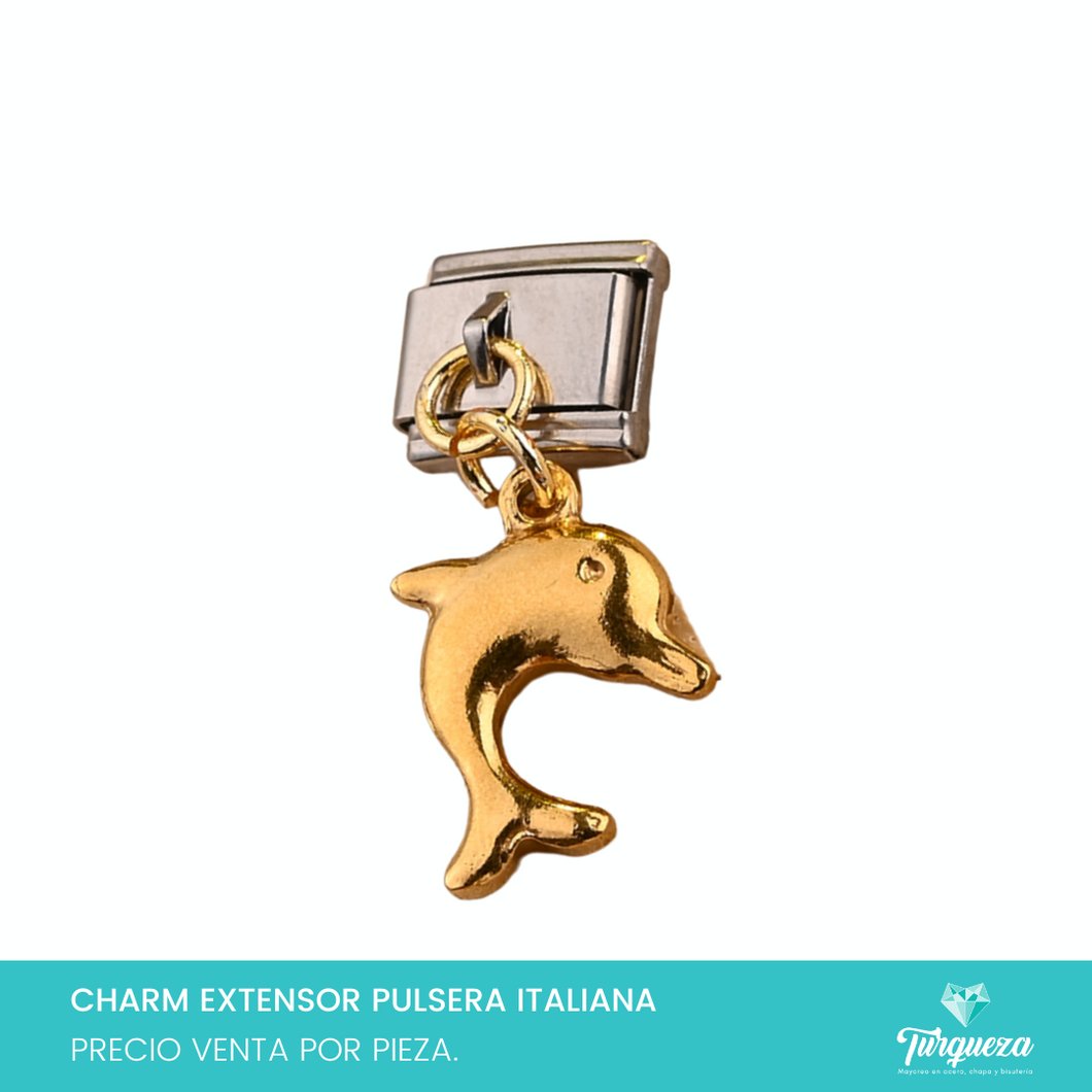 Dije Charm Delfin colgante para Pulsera Tipo Italiana Acero Inoxidable