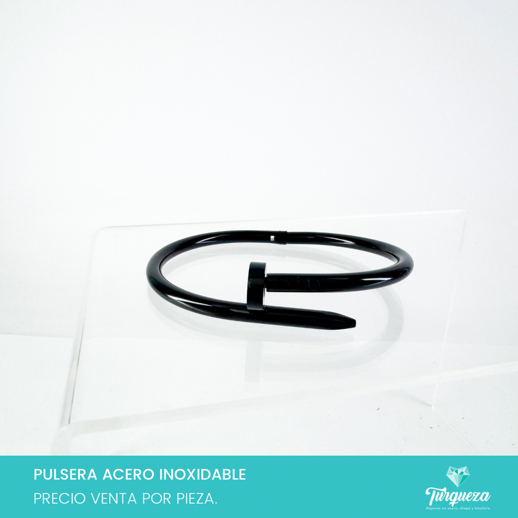 Brazalete Dupe Clavo Negro Acero Inoxidable