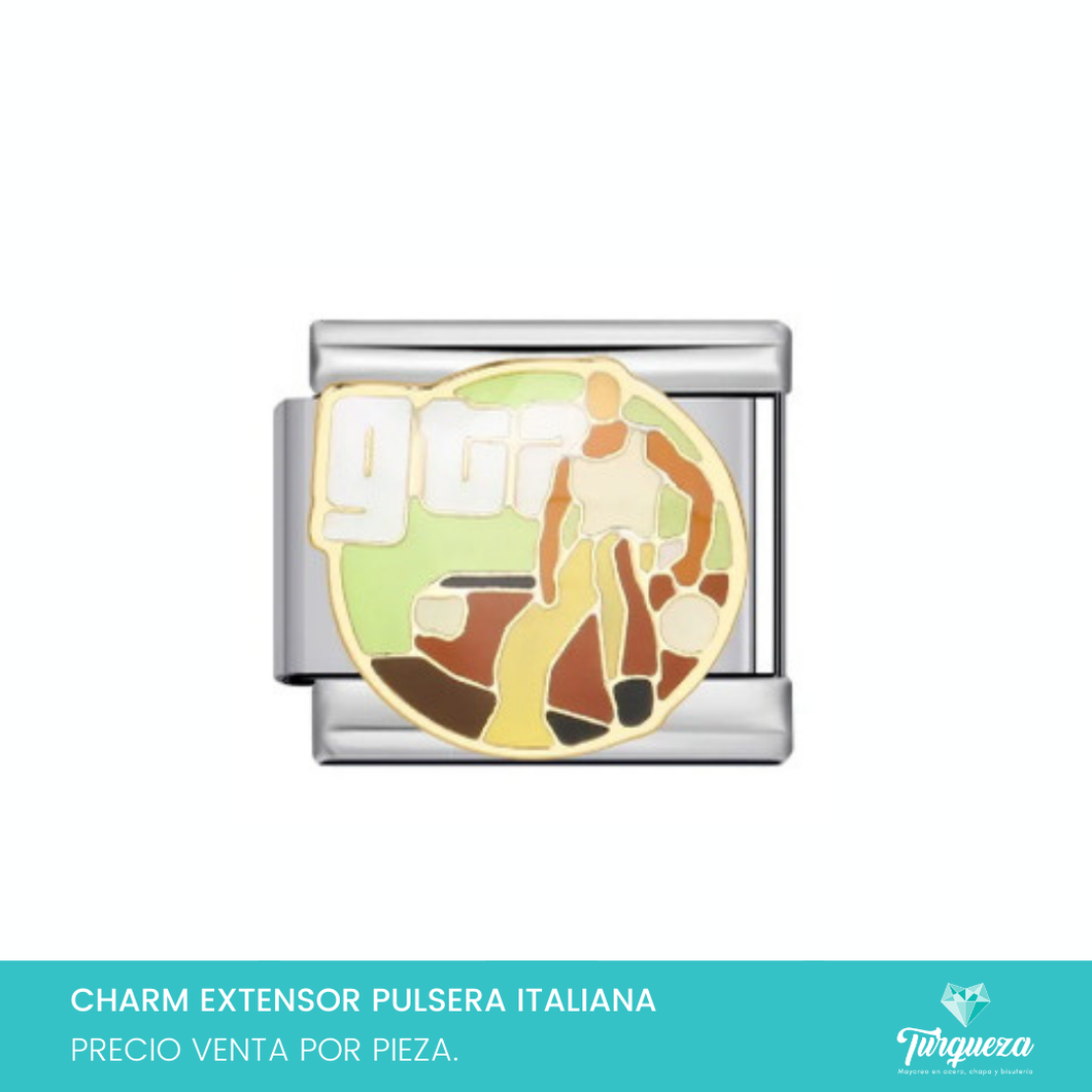 Dije Charm G T A para Pulsera Tipo Italiana Plateado Acero Inoxidable