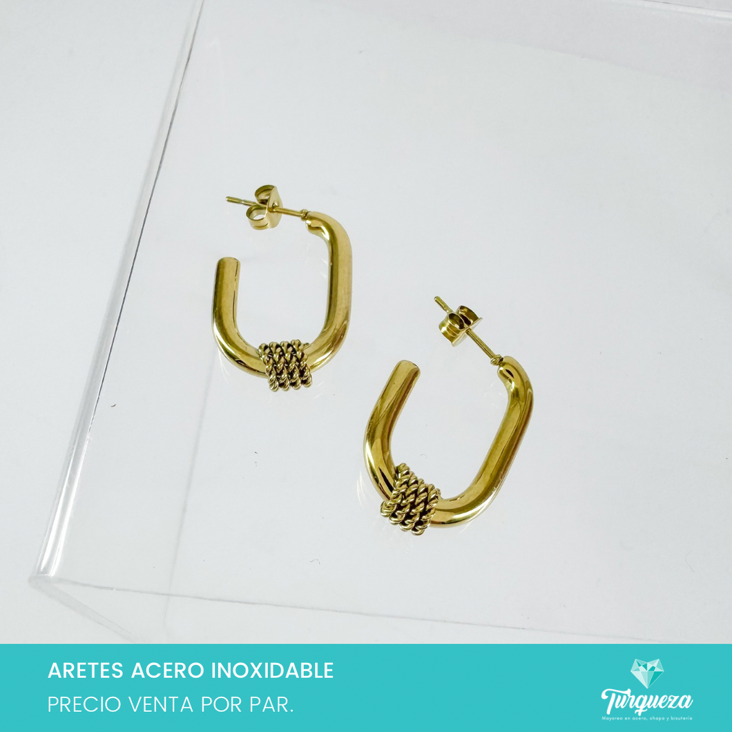 Arete Tubular Dorado 2cm Acero Inoxidable