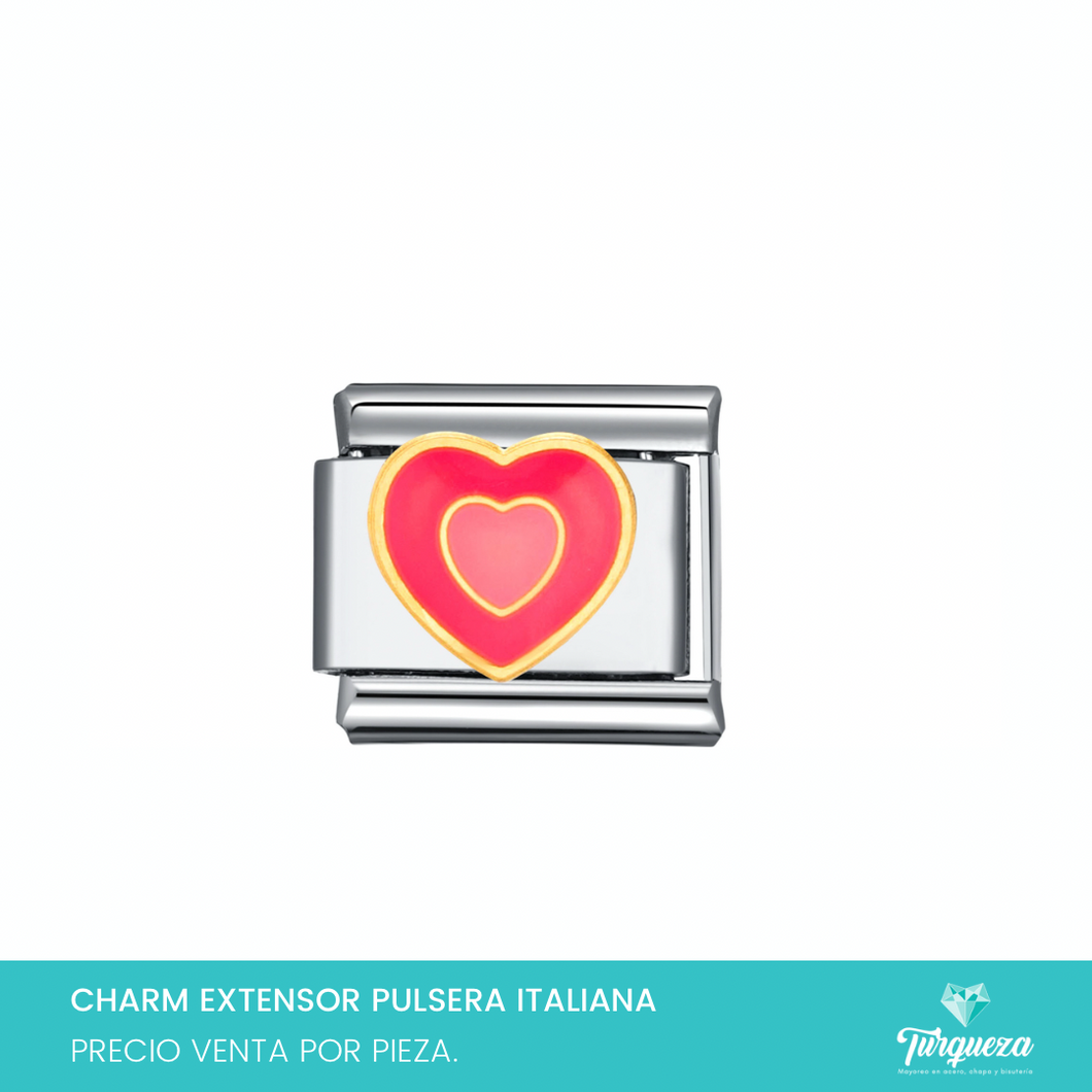 Dije Charm Corazon para Pulsera Tipo Italiana Acero Inoxidable